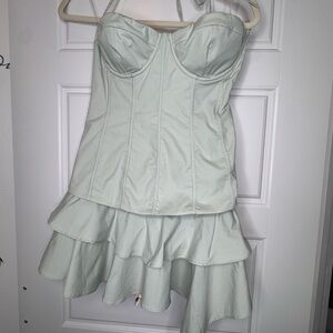 Oh Polly Strapless Light Green Mini Dress
